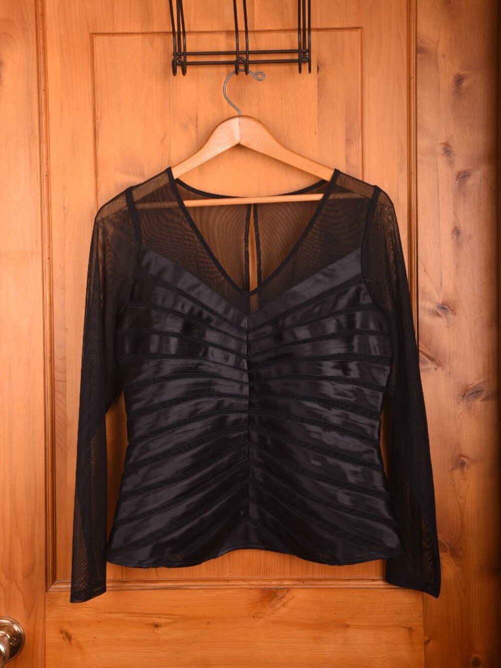 Vintage Y2K Jessica Sears Canada Black Sheer Mesh Bandage Evening Top Blouse 10